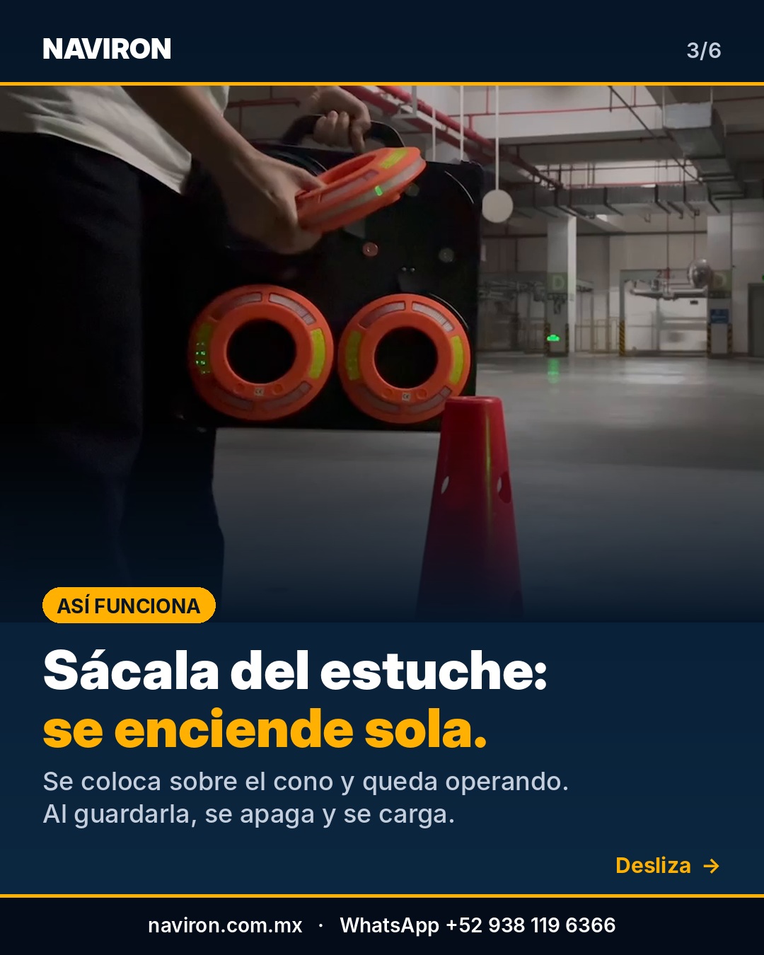 Luces LED recargables para conos, lámina 3 de 6